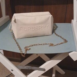 Burberry Cream Embossed Canvas Shoulder Bag with Gold Chain, And New MJ Items